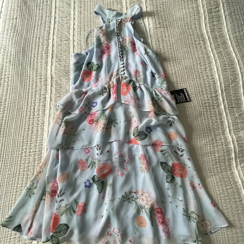 Nwt express light blue floral halter dress size 2